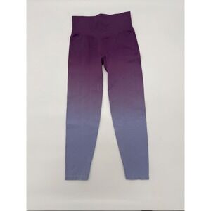 PINK Active Seamless Ribbed Ombre Leggings Purple Blue High Waist Small